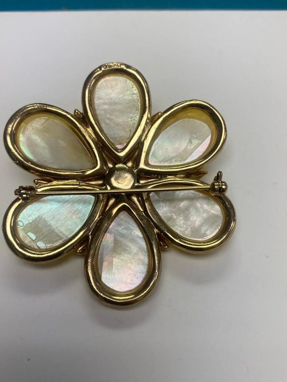 Vintage Monet Yellow Floral Glass Petal Brooch with Gold-Tone Leaves